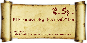 Miklusovszky Szalvátor névjegykártya